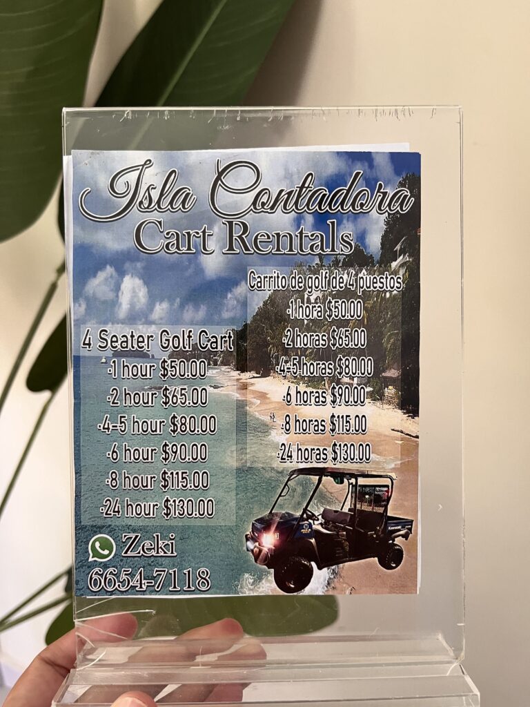 Isla Contadora : comment y aller, où loger, que faire? (Notre guide complet) tarif voiturette isla contadora